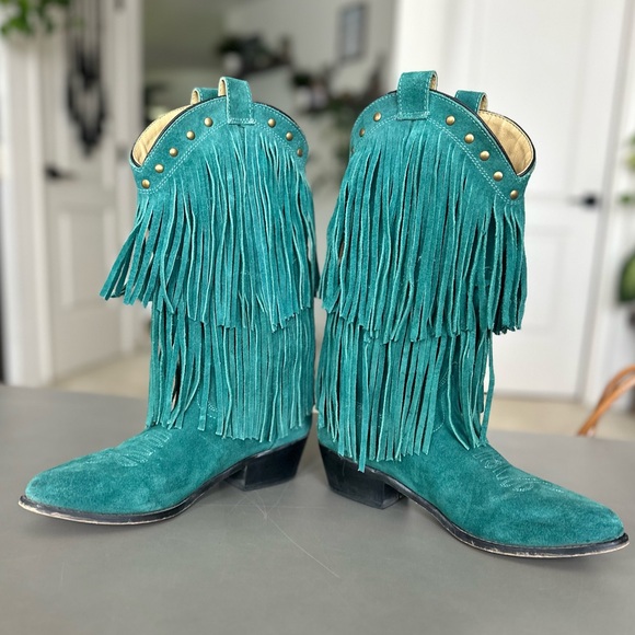 Smokey Mountain Teal Blue Fringe Cowgirl Women’s Boots Size 8.5 - Picture 13 of 14
